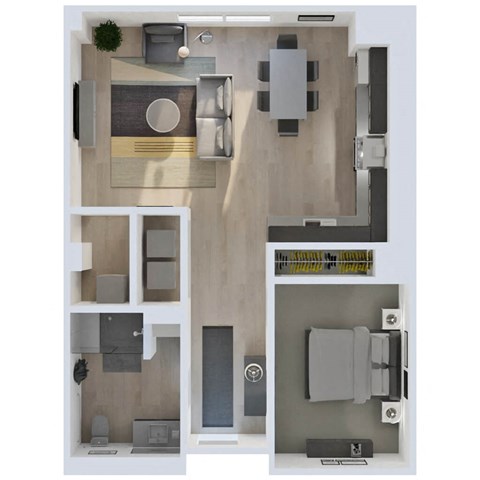 Floor plan for 1 bed, 1 bath